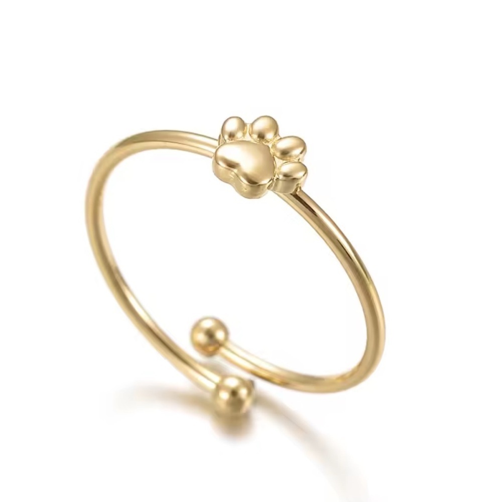 Gold Paw Open Ring. Stainless Steel Gold Color Paw shape Ring 🐾 - Picture 4 of 4